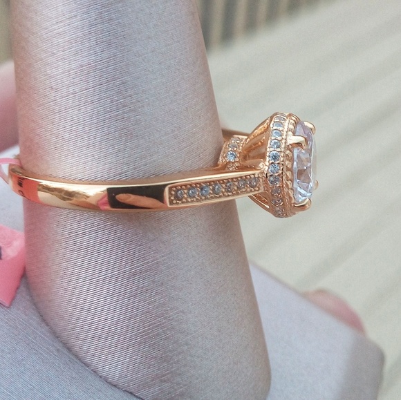 Simulated White Diamond Yellow Gold/.925 Ring - Picture 2 of 2